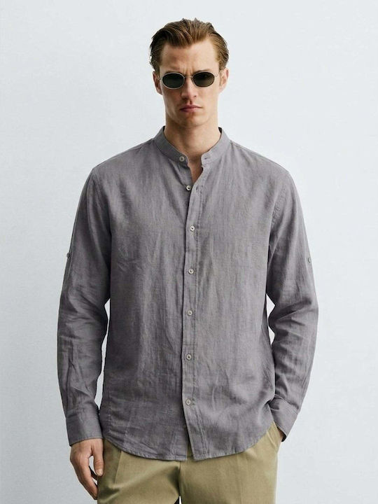 Long Sleeve Linen Shirt Grey