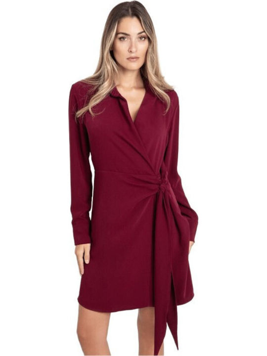 Toi&Moi Summer Mini Shirt Dress Wrap Burgundy