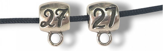 Μεταλλική Χάντρα Βαρελάκι Κρίκο "27" Ασημί 8x12mm 5τμχ
