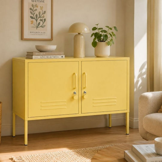 Steelen Sideboard Farbe Butter Gelb aus Metall 100x40x70cm