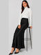 Satin Maxi Damenrock Schwarz