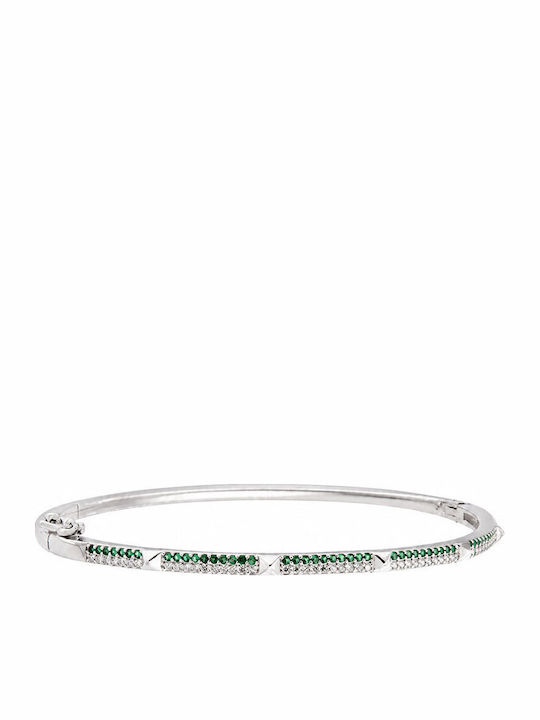 Ios Women's Silver Handcuff Bracelet with Zircon 18cm