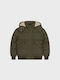 Kids Short Fur with Lining & Hood Olive
