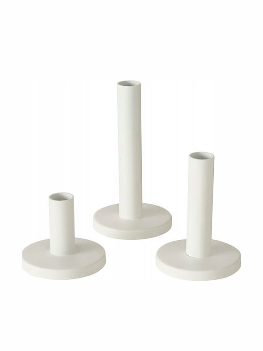 Boltze Metall Kerzenhalter Set in Weiß Farbe 3x3x9cm 3 Stück