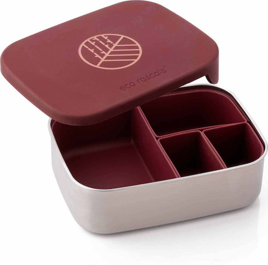 Eco Rascals Stainless Steel Kids' Dinner Set Burgundy 21.3 x 15.8 x 6.5cm