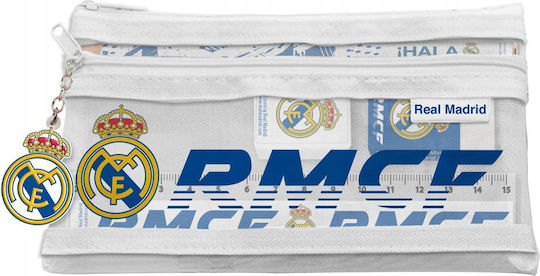 Real Madrid Kinder Schreibwaren-Set mit Bleistift, Spitzer, Radiergummi, Lineal, Federmäppchen und Federmäppchen 5 Stück