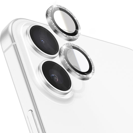 Zanaé Glitter Tempered Glass Camera Lens Protector Iphone 16 Plus Silver
