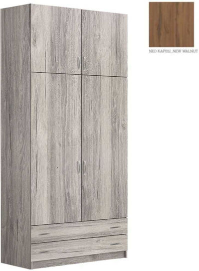 Double Door Wardrobe with Loft Walnut 102x60x233cm
