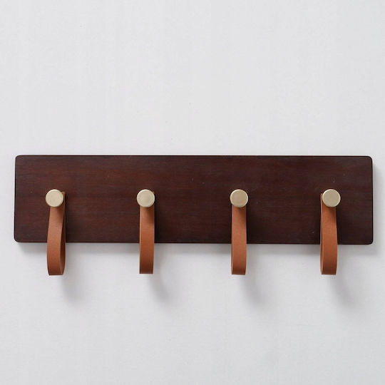 Boltze Wooden 4-Hook Wall Hanger 40x13cm