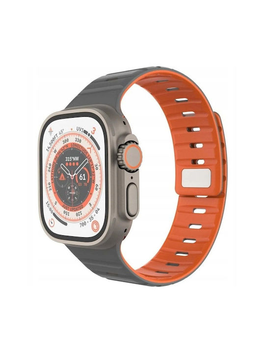Magnetic Silicone Strap Fixed Apple Watch 42 44 45 46 49 Mm Light Grey