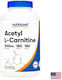 Nutricost Мастноразтворими с Ацетил-L-карнитин 500mg и Вкус Nutricost 250ml 180 Капсули
