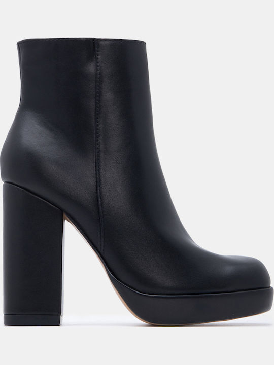Ghete Dama Ankle Boots cu Toc Înalt Negre