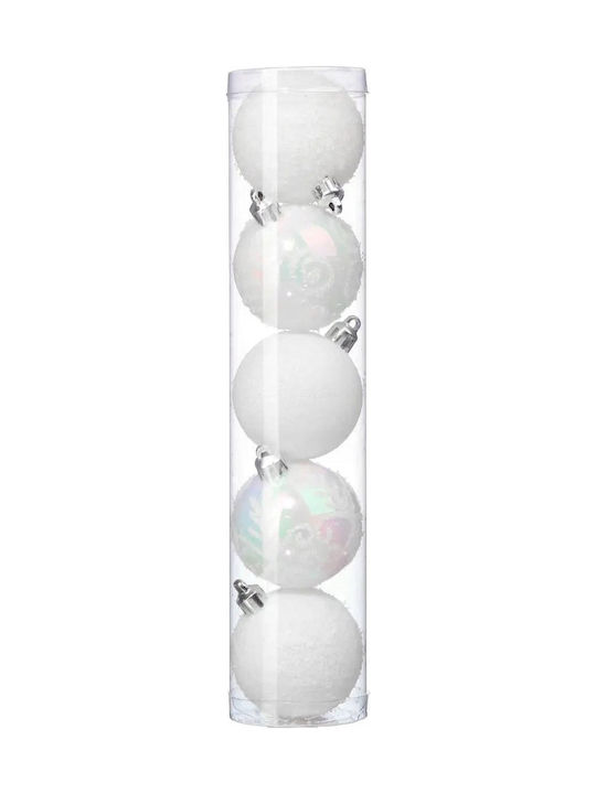 Atmosphera Christmas Tree Ornaments Set Plastic Silver 5cm 5 Pieces Various Designs