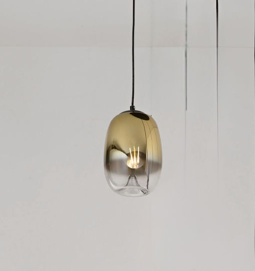 Ondaluce Hanging Ceiling Light Gold with E27 Socket 15x15cm