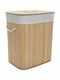 Songmics Кош за пране Bamboo 60л с Капак Бежов