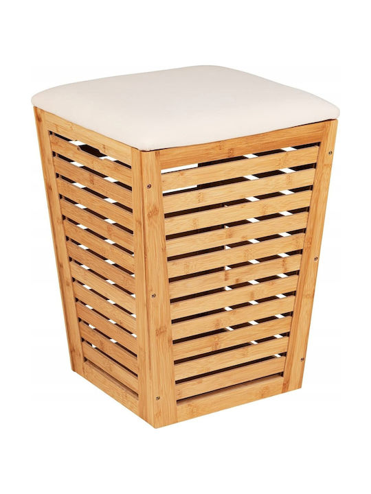 Wenko Καλάθι Απλύτων Bamboo 80lt με Καπάκι Καφέ