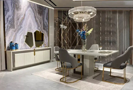 Dining Room Set with 5 Chairs 185x90cm