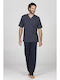 Alpina Sommer Herrenpyjama Hosen Blau