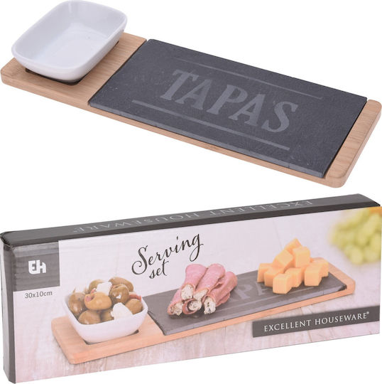 Excellent Houseware Serviergeschirr Set Snack Bamboo 30x10 cm