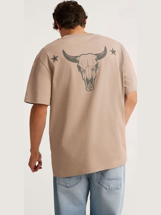 Amr Stager Tricou Cu Mânecă Scurtă Bej