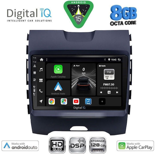 Digital IQ Автомобилна Аудио Система за Ford Edge 2015-2023 (Bluetooth/USB/Вграден Wi-Fi/GPS/Apple CarPlay/Android Auto) с Touch Screen 9"