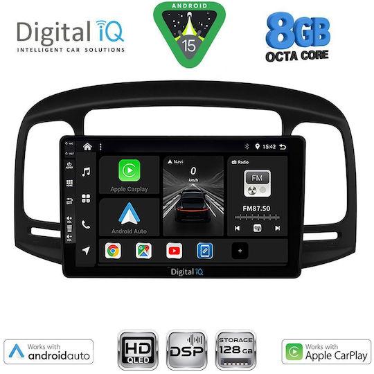 Digital IQ Автомобилна Аудио Система за Hyundai Accent 2005-2012 (Bluetooth/USB/Вграден Wi-Fi/GPS/Apple CarPlay/Android Auto) с Touch Screen 9"
