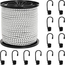 Vidaxl Σχοινιά Bungee Γάντζους 4 Mm Μαύρο Λευκό