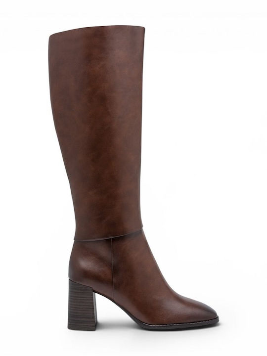 Damenstiefel mit Mittelhohem Braun Absatz