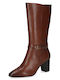 Leder Damenstiefel Tabac Braun