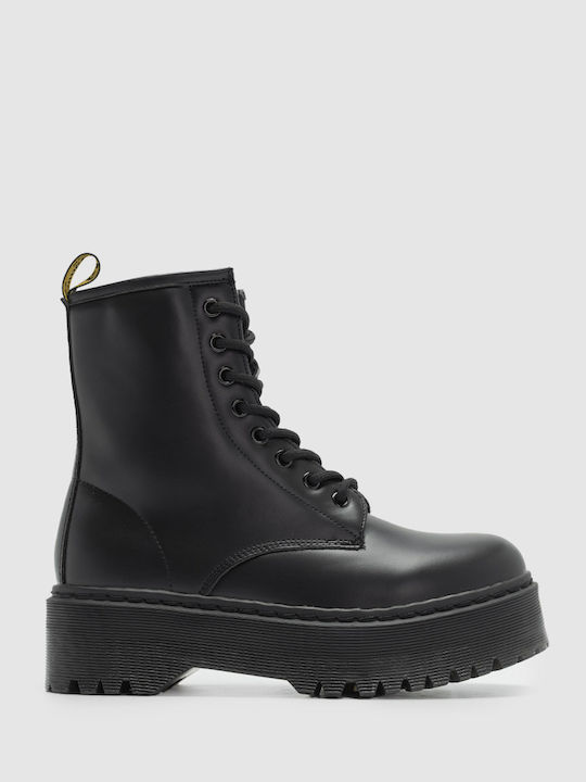 Damen Kampfstiefel Schwarz