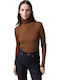 Women's Blouse Turtleneck Brown