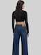 Γυναικείο Crop Top Μακρυμάνικο Μαύρο