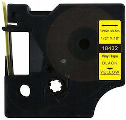 TelForceOne Ταινία Ετικετογράφου 1m x 12mm σε Μαύρο Χρώμα ZDT-D118432