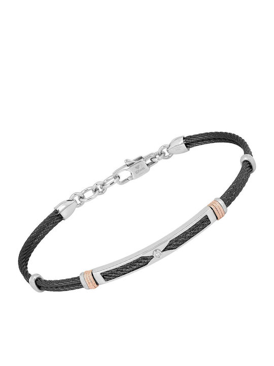 H2on Bracelet Stainless Steel Black PVD Natural Diamond