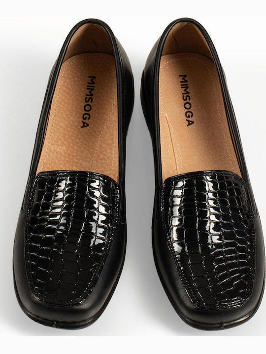 Lackleder Damen Mokassins in Schwarz Farbe