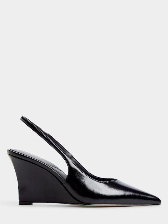 Lackleder Pumps mit Niedrigem Absatz Schwarz