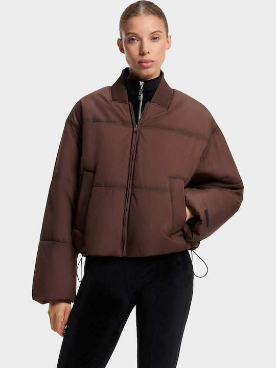 Дамско Puffer яке за зима Brown