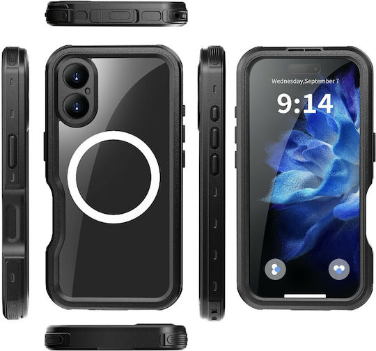 Redpepper D-up Series IP68 Waterproof Case Magsafe iPhone 16 Black