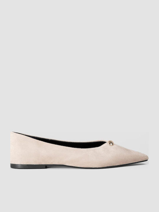 Super Mode Wildleder Damen Ballerinas Spitz zulaufend Braun