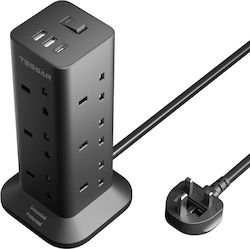 Tessan Power Strip 12 Sockets with 1 USB-A, Switch and 3m Cable Tessan Power Strip 12 Sockets with 1 USB-A, Switch and 3m Cable