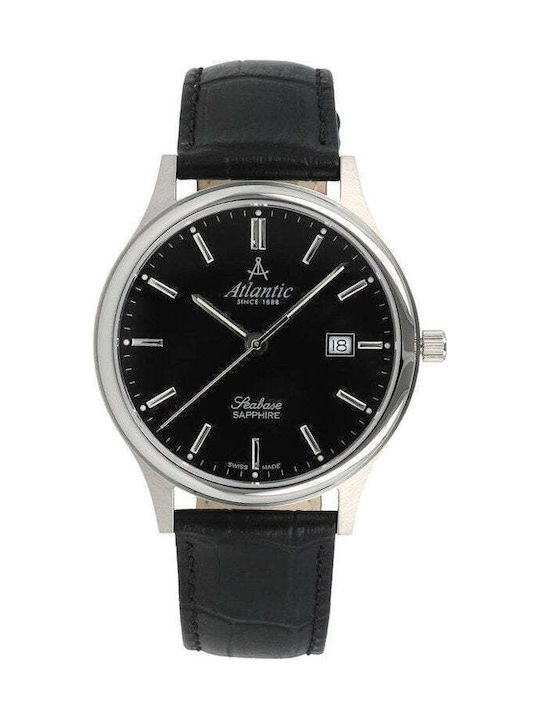 Atlantic Men's Watch 40mm Battery with Black Leather Strap Atlantic Men's Watch 40mm Battery with Black Leather Strap