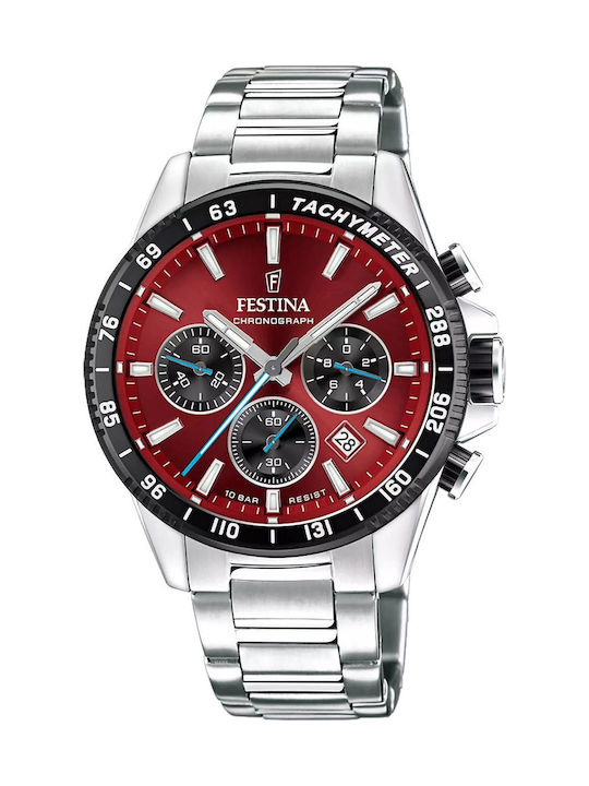 Festina Мъжки Часовник Хронограф На Батерия със Сребриста Метална Гривна Festina Мъжки Часовник Хронограф На Батерия със Сребриста Метална Гривна