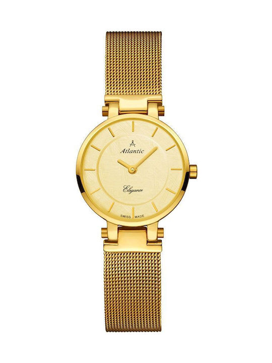 Men's Battery Watch with Gold Metal Bracelet