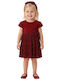 Girls Dress Short Sleeve with Sequins Burgundy