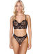 Comfort Damenunterwäsche-Set Mit Spitze String Schwarz