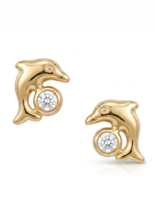 Kinderohrringe Nieten mit Steinen aus 14K Gold