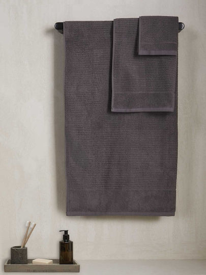 Αιγαίον Σετ Πετσέτες Μπάνιου 3τμχ Dark Grey Βάρους 600gr/m²