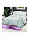 To megalo pazari Super-Double Bed Sheets Set with Rubber Hugger 160x240cm Printed 4 Pieces