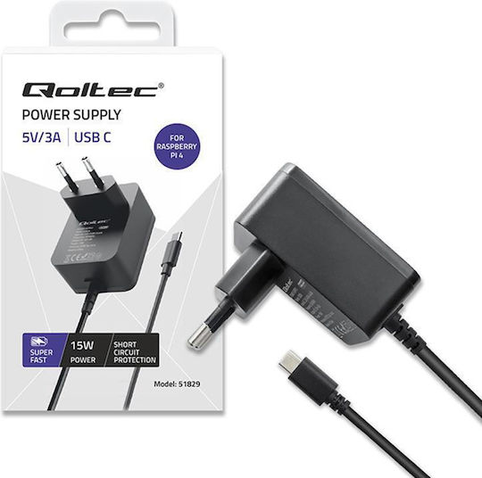 Qoltec USB-C Universal Laptop-Ladegerät 5V 3A mit Abnehmbarem Netzkabel und Steckerset