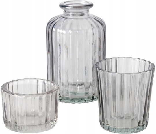 Boltze Set Decorative Glass Vases Tolka Transparent 5.5xH10cm